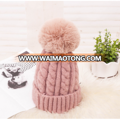 New winter thick warm twisted wool hat European and American hot hair ball knit hat