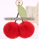 Cherry leaf pompom ball keychain